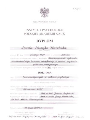 doktorat Dorota Wiszejko-Wierzbicka doktorat Dorota Wiszejko-Wierzbicka